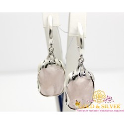 Серебряные серьги Версаль розовый кварц 2455рк